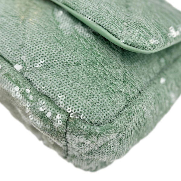CHANEL 19 Flap Medium Sequins Shoulder Bag Green