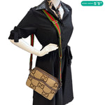 GUCCI GG Monogram Jumbo Canvas Dollar Web Messenger Bag Beige 675891