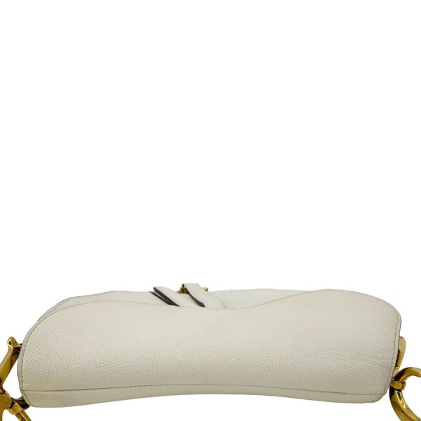 CHRISTIAN DIOR Saddle Leather Satchel Bag Off White
