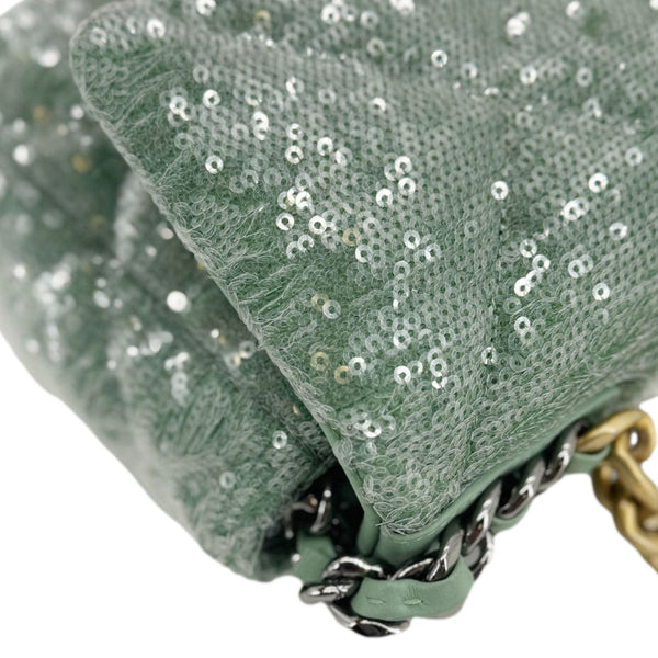 CHANEL 19 Flap Medium Sequins Shoulder Bag Green