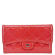 CHANEL Quilted Patent Leather Long Wallet Pink