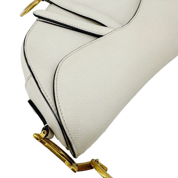 CHRISTIAN DIOR Saddle Leather Satchel Bag Off White