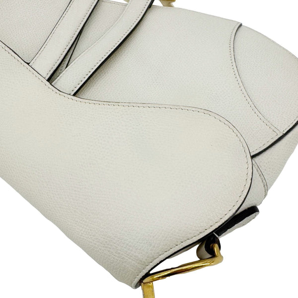 CHRISTIAN DIOR Saddle Leather Satchel Bag Off White