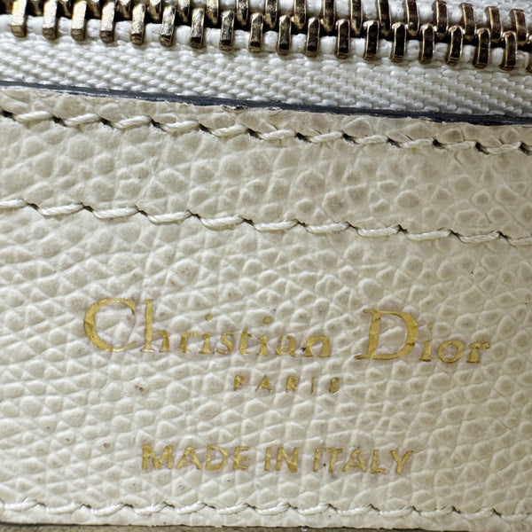 CHRISTIAN DIOR Saddle Leather Satchel Bag Off White