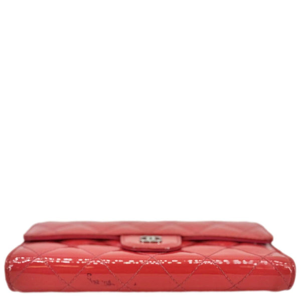 CHANEL Quilted Patent Leather Long Wallet Pink