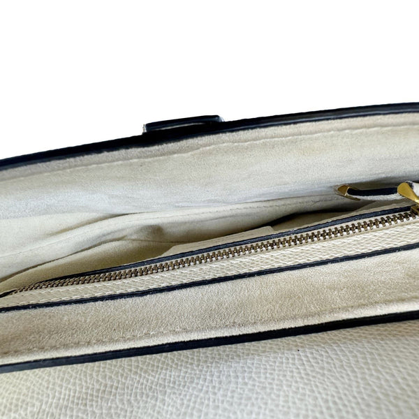 CHRISTIAN DIOR Saddle Leather Satchel Bag Off White