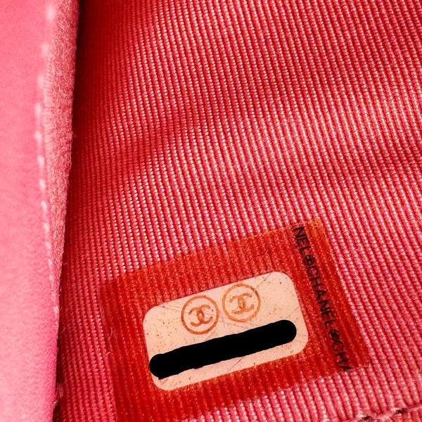 CHANEL Quilted Patent Leather Long Wallet Pink