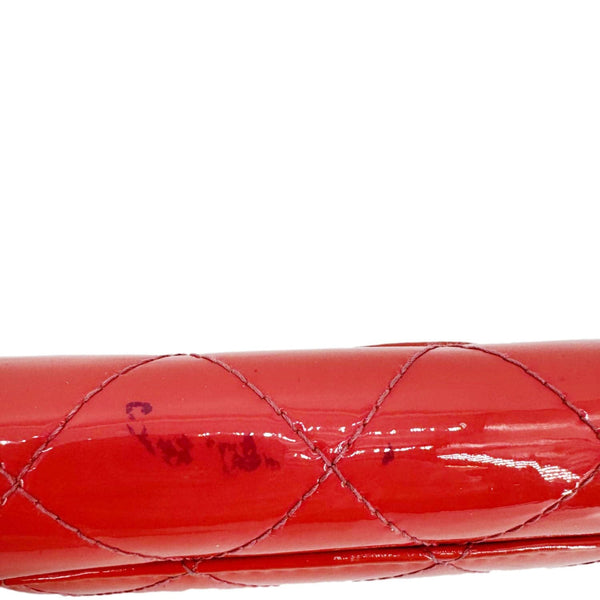 CHANEL Quilted Patent Leather Long Wallet Pink