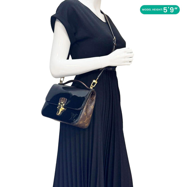 LOUIS VUITTON Cherrywood BB Vernis Leather Crossbody Bag Black