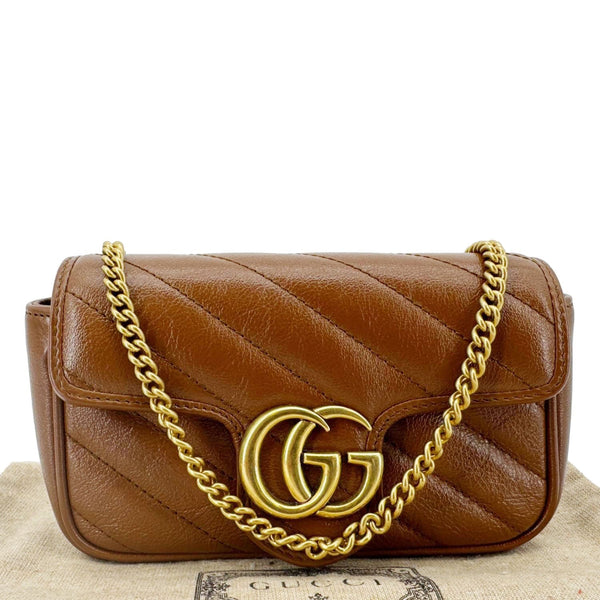 GUCCI GG Marmont Super Mini Matelasse Leather Crossbody Bag Brown 476433