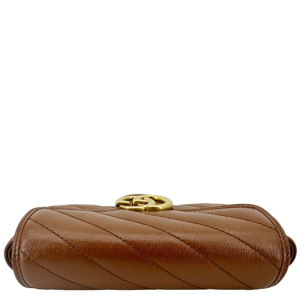 GUCCI GG Marmont Super Mini Matelasse Leather Crossbody Bag Brown 476433