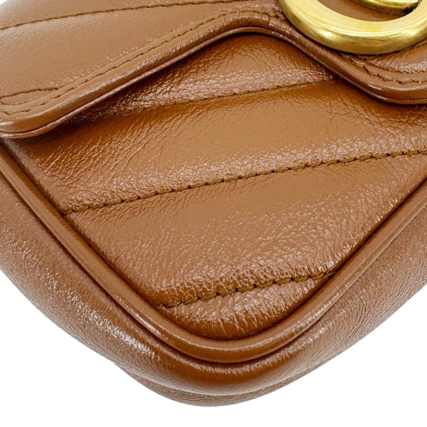 GUCCI GG Marmont Super Mini Matelasse Leather Crossbody Bag Brown 476433