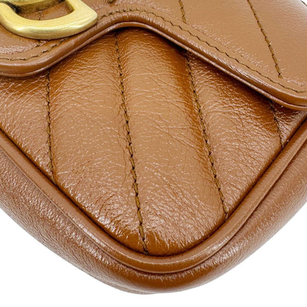GUCCI GG Marmont Super Mini Matelasse Leather Crossbody Bag Brown 476433