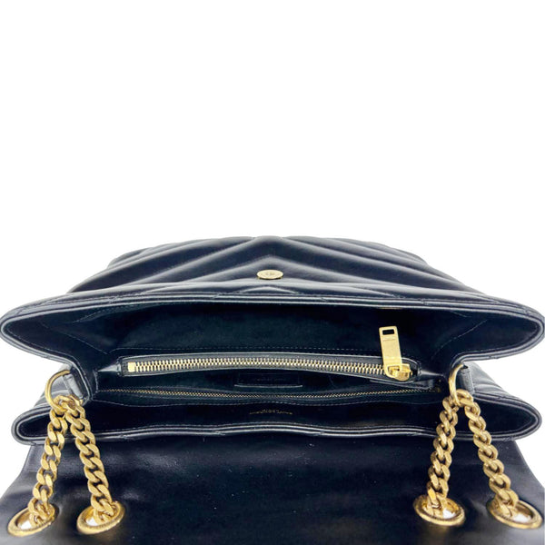 YVES SAINT LAURENT Loulou Medium Quilted Leather Crossbody Bag Black