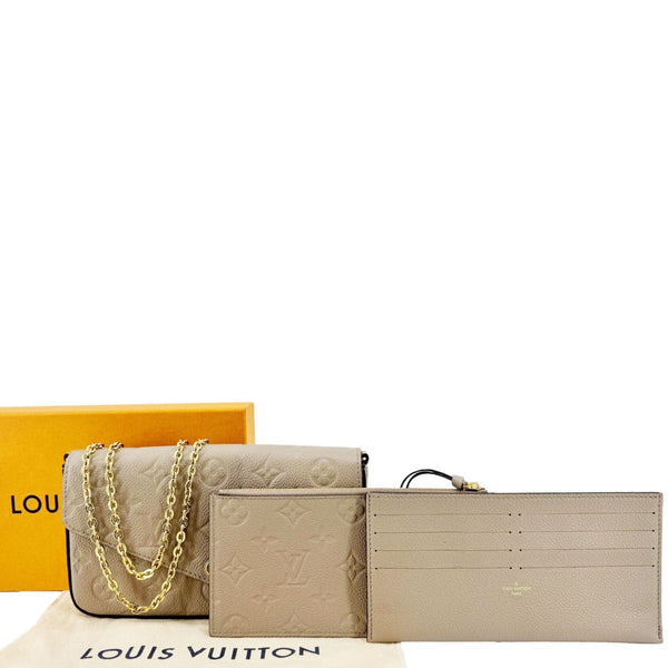 LOUIS VUITTON Felicie Pochette Empreinte Leather Crossbody Bag Beige