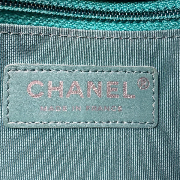 CHANEL Bi Vintage Full Flap Medium Quilted Crumpled Leather Crossbody Bag Aqua Blue
