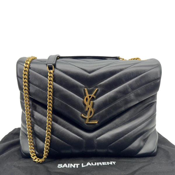 YVES SAINT LAURENT Loulou Medium Quilted Leather Crossbody Bag Black
