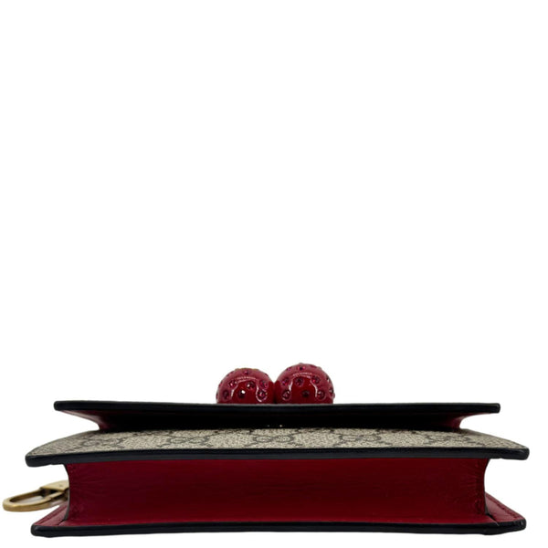 GUCCI Cherry Mini GG Supreme Canavs Chain Wallet Beige 481291