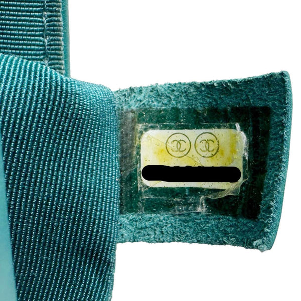 CHANEL Bi Vintage Full Flap Medium Quilted Crumpled Leather Crossbody Bag Aqua Blue