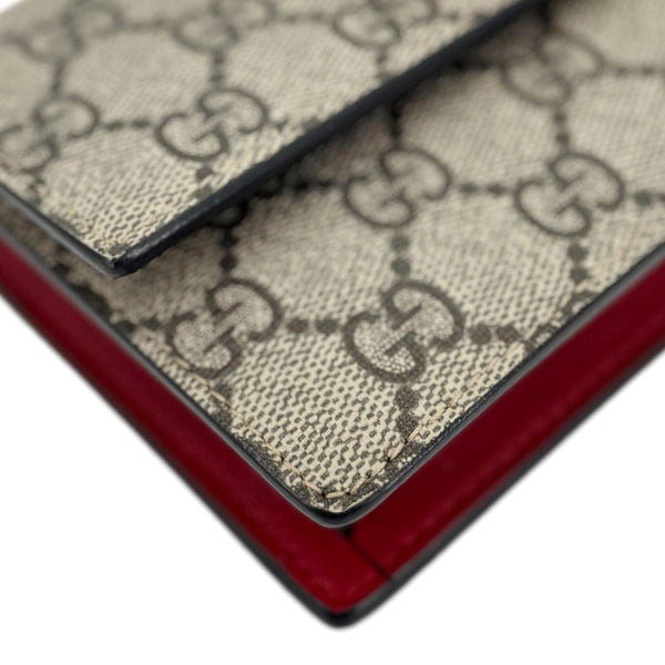 GUCCI Cherry Mini GG Supreme Canavs Chain Wallet Beige 481291