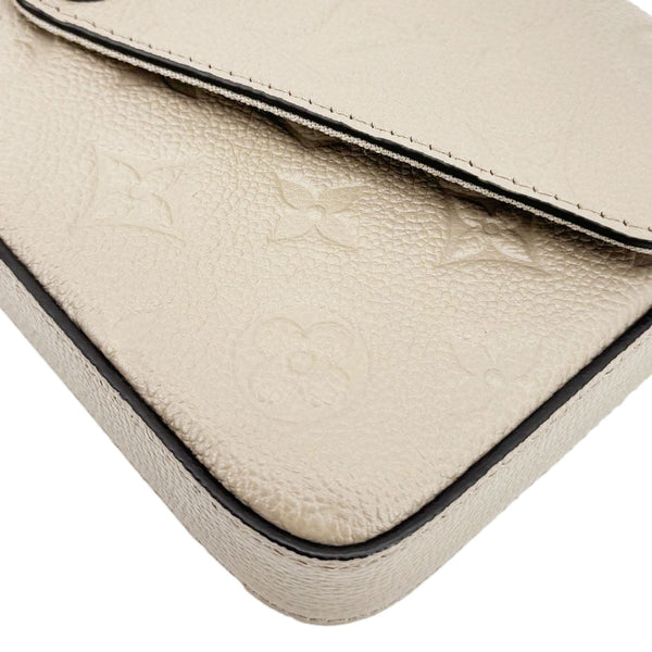 LOUIS VUITTON Felicie Pochette Empreinte Leather Crossbody Bag Beige