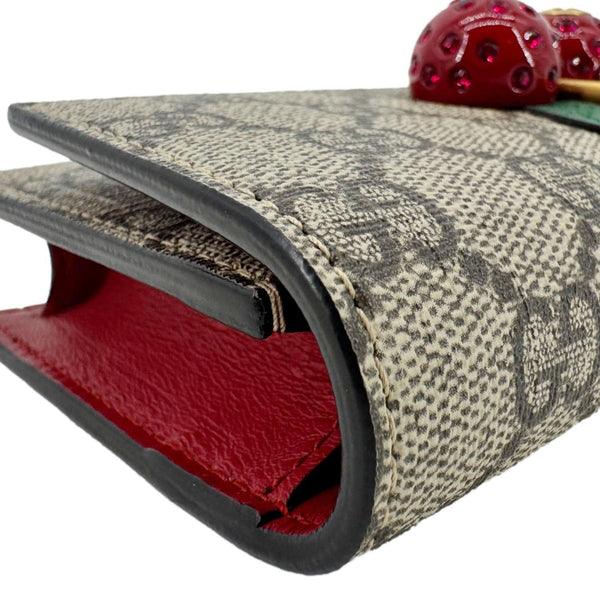 GUCCI Cherry Mini GG Supreme Canavs Chain Wallet Beige 481291