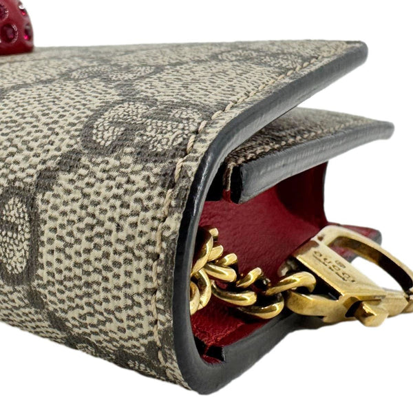 GUCCI Cherry Mini GG Supreme Canavs Chain Wallet Beige 481291