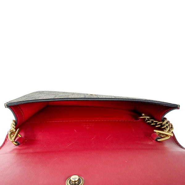 GUCCI Cherry Mini GG Supreme Canavs Chain Wallet Beige 481291