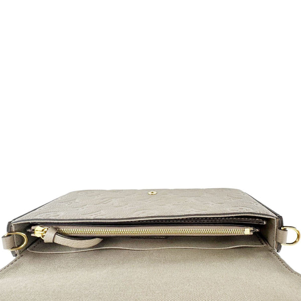 LOUIS VUITTON Felicie Pochette Empreinte Leather Crossbody Bag Beige