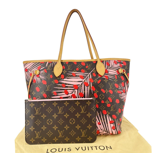 LOUIS VUITTON Neverfull MM Jungle Dots Monogram Canvas Brown Tote Brown