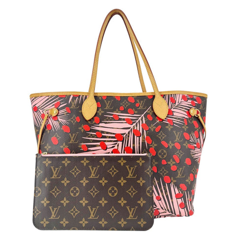 LOUIS VUITTON Neverfull MM Jungle Dots Monogram Canvas Brown Tote Brown