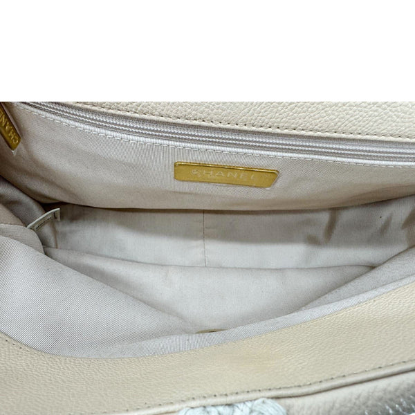 CHANEL 19 Flap Large Calfskin Crochet Shoulder Bag Beige