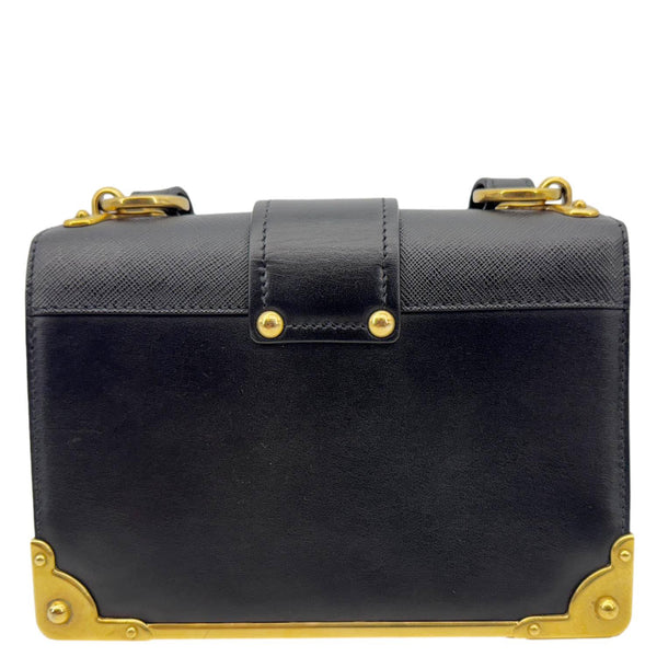PRADA Cahier City Calfskin Leather Shoulder Bag Black