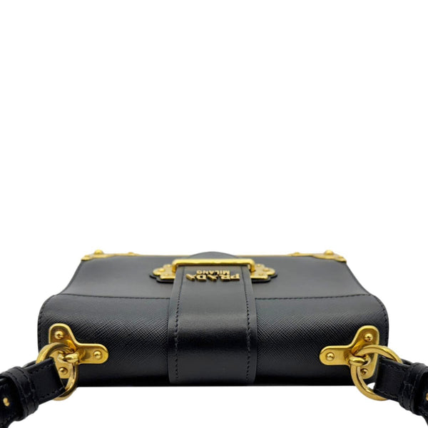 PRADA Cahier City Calfskin Leather Shoulder Bag Black