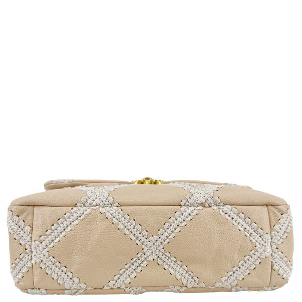 CHANEL 19 Flap Large Calfskin Crochet Shoulder Bag Beige