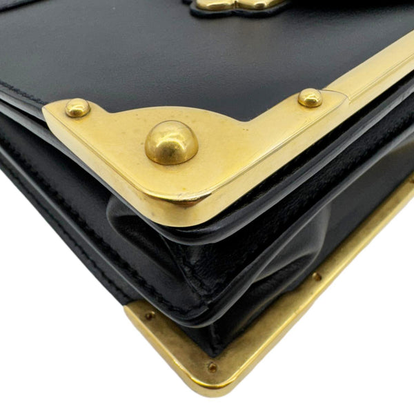 PRADA Cahier City Calfskin Leather Shoulder Bag Black