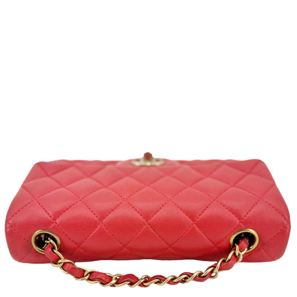 CHANEL Classic Rectangular Flap Mini Quilted Leather Crossbody Bag Reddish Pink