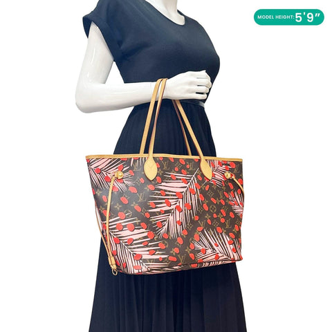 LOUIS VUITTON Neverfull MM Jungle Dots Monogram Canvas Brown Tote Brown