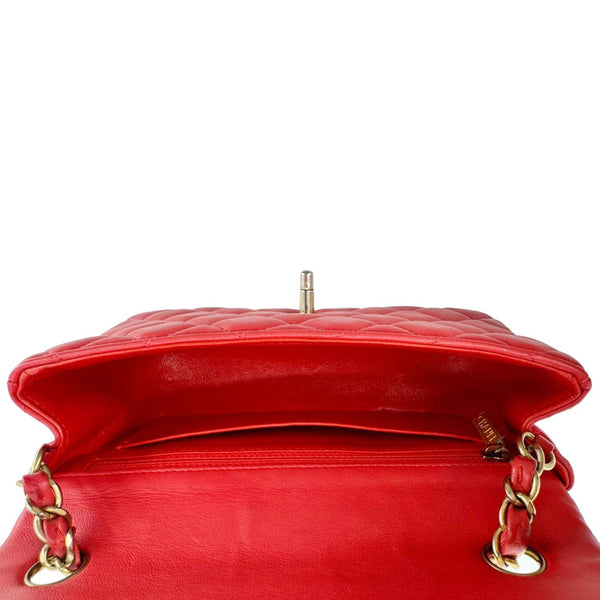 CHANEL Classic Rectangular Flap Mini Quilted Leather Crossbody Bag Reddish Pink