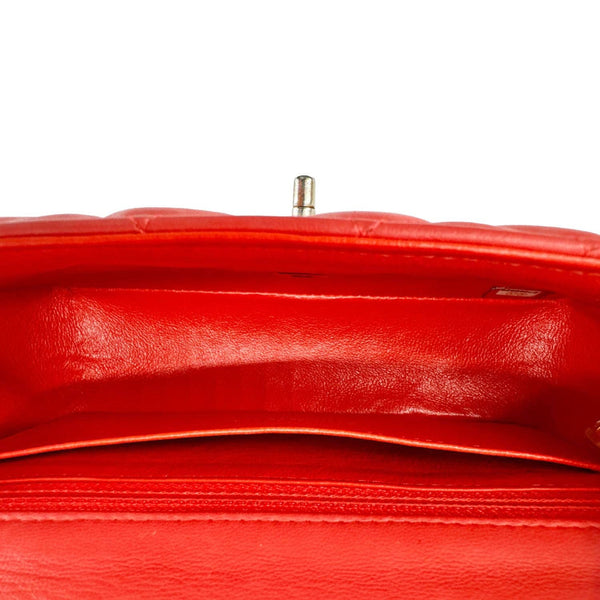 CHANEL Classic Rectangular Flap Mini Quilted Leather Crossbody Bag Reddish Pink