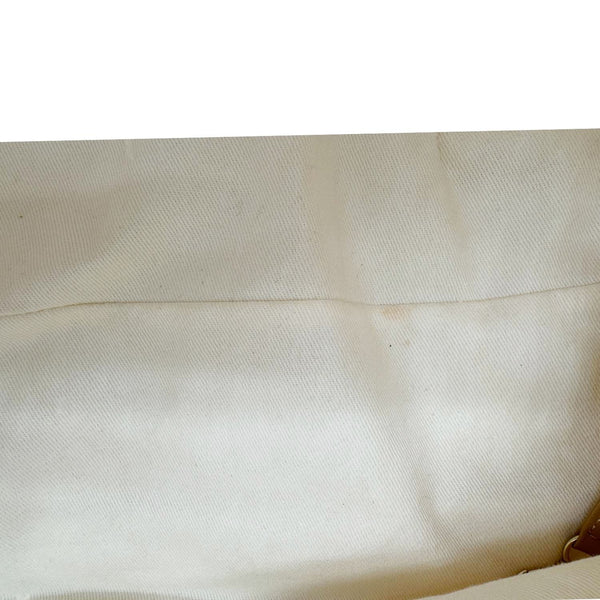 CHANEL Deauville Large Pearl Embellished Canvas Tote Bag Cream