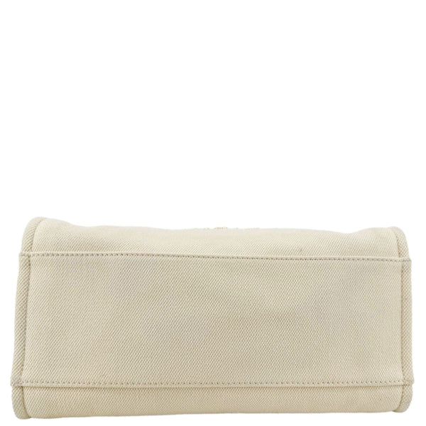 CHANEL Deauville Large Pearl Embellished Canvas Tote Bag Cream