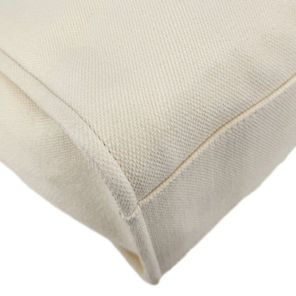 CHANEL Deauville Large Pearl Embellished Canvas Tote Bag Cream