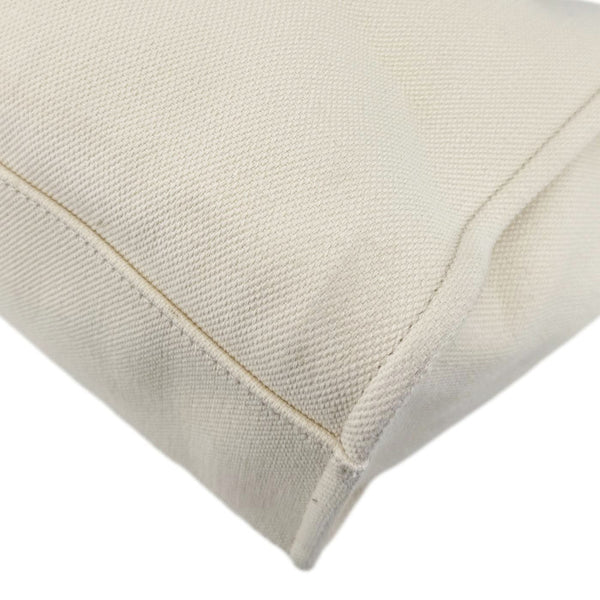 CHANEL Deauville Large Pearl Embellished Canvas Tote Bag Cream