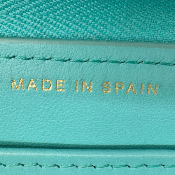 CHANEL Zip Around Quilted Caviar Leather Wallet Turquoise