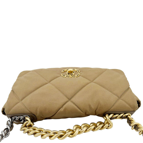 CHANEL 19 Flap Large Quilted Canvas Shoulder Bag Brown