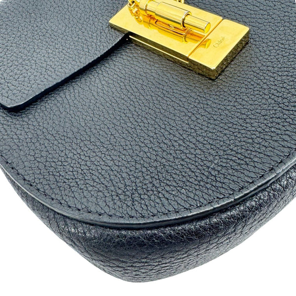 CHLOE Drew Mini Grained Leather Crossbody Bag Black