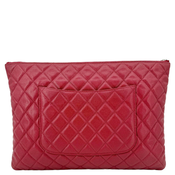 CHANEL Quilted Caviar O Clutch Cosmetic Case Red