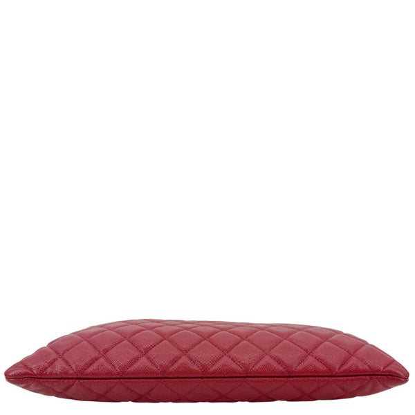 CHANEL Quilted Caviar O Clutch Cosmetic Case Red