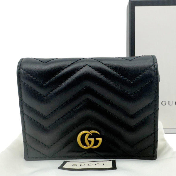 GUCCI Marmont GG Matelasse Leather Card Case Wallet Black 466492